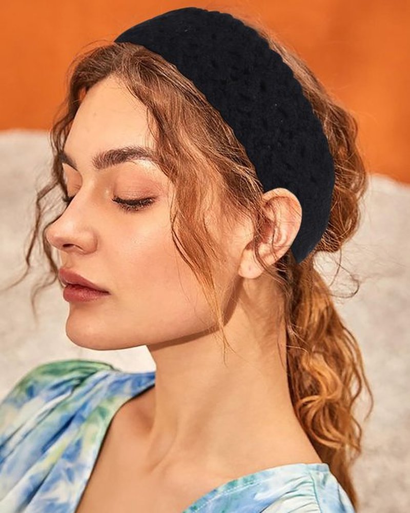 HAIMEIKANG Hippie Hair Bandana Headbands for Women Boho Headband Knit Hair Bands Floral Head Wrap for Women and Girls(Black+Beige+Coffee)
