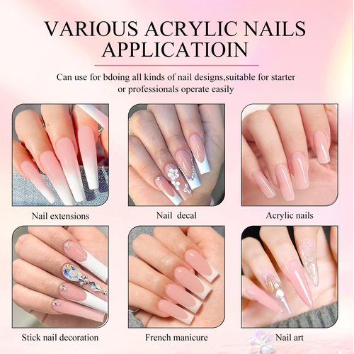 Eodci Clear Acrylic Nail Powder Professional 120g Acrylic Nail Powder Polymer for 3D French Nail Manicure Extension Nail Carving Large Capacity