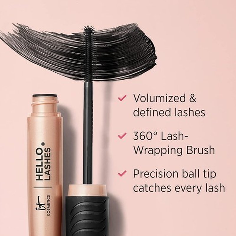 IT Cosmetics Hello Lashes+ Volumizing Mascara & Lash Serum - Easy Removal Formula with Biotin & Argan Oil - 0.28 fl oz