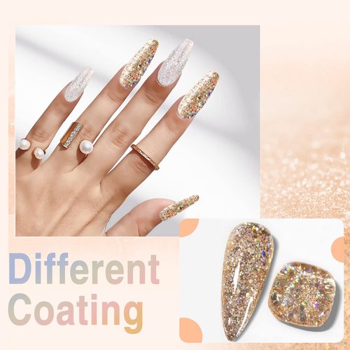 28g/Box Champagne Color Shine Glitter Hexagon Sequins Paillette Dip Powder Nails Dipping Nails Long-Lasting Nails No UV Light Needed (HJ-ND064B-No.137)
