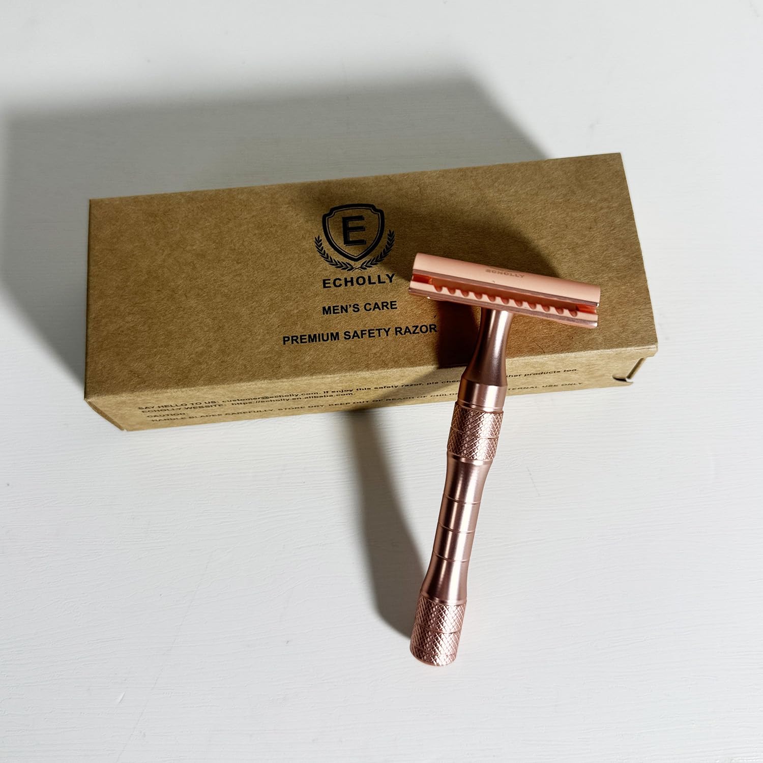 Elegant Rose Gold Safety Razor for Women–Vintage Double Edge Razor with 10 Swedish Blades, Stainless Steel Handle, Gift Box Set by Echolly (Solar Crown)