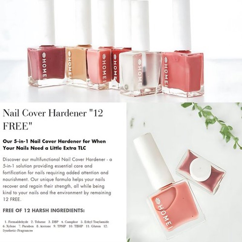 HoMei Nail Gel Strengthener for Women with Aloe Vera, Tea Tree Oil & Keratin from Japan for 5-in-1 Nail Set Including Base Coat, Hardener, Top Coat & Nail Care, No UV Light Needed, Nude Pink