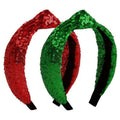 Huachi Christmas Headbands for Women Girls Top Knot Headband Sparkly Sequin Knotted Head Bands for Women’s Hair Accessories Holiday Red Green Hairbands Turban Christmas Gifts