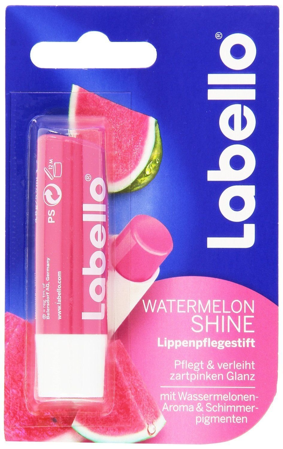Labello Pearly Shine, Labello Watermelon Shine, Labello Cherry Shine Lip Balm Bundle