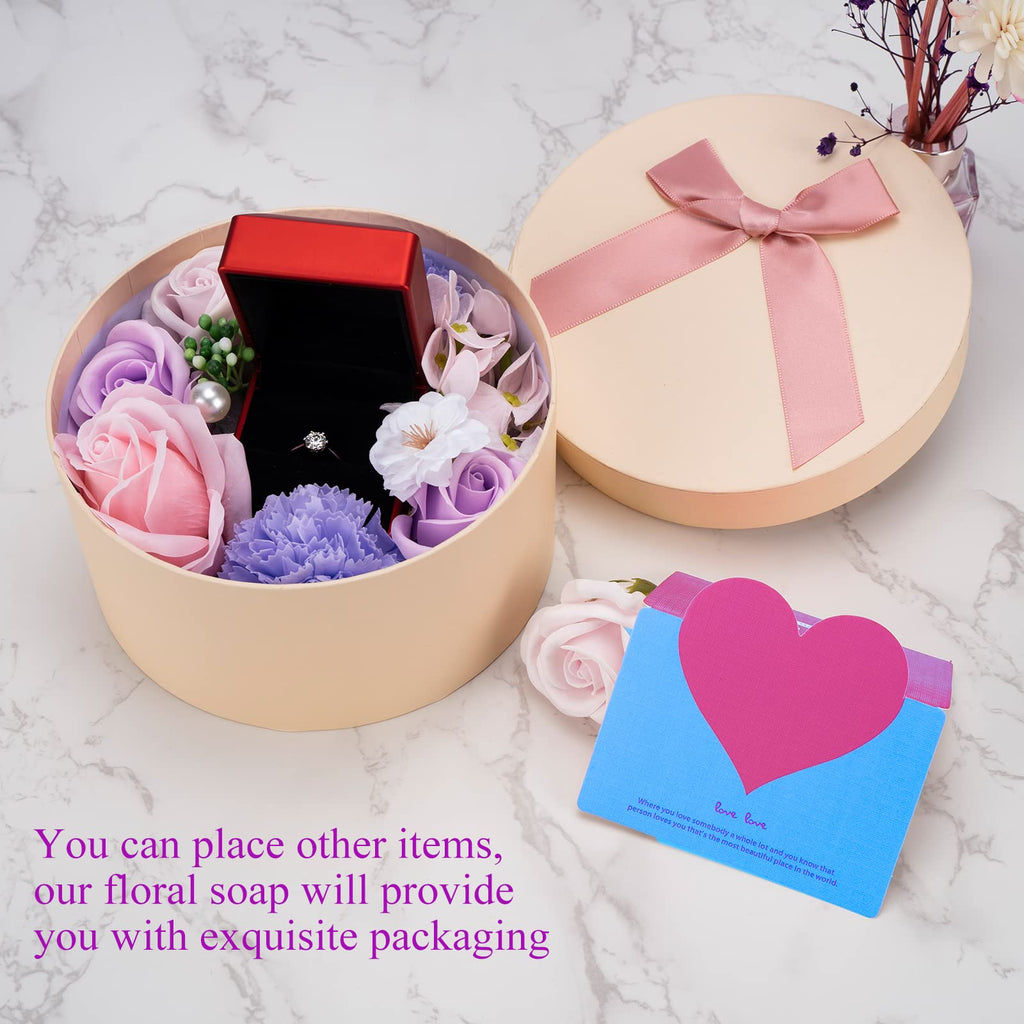 Rose Soap Petals Gift Set - Floral Scented Bath Soap with Essential Oils in Decorative Flower Box, Valentine Soap & Flower Soap for Women, Perfect for Valentine's Day, Christmas & Home Decor (Purple)