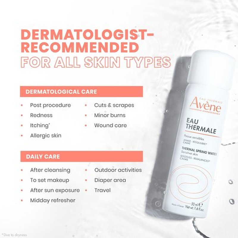 Avène Thermal Spring Water, Soothing Calming Facial Mist Spray for Sensitive Skin, Soothes, Softens + Calms Skin, Formulated with Mineral & Biological Properties