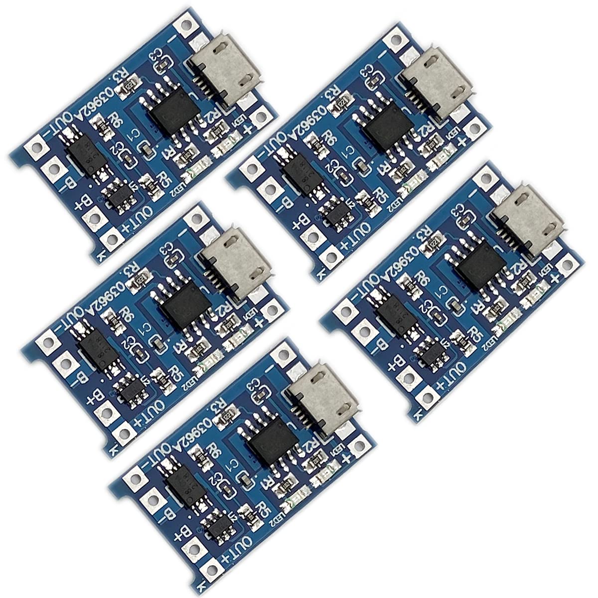 Kiro&Seeu 5PCS TP4056 Mirco-USB 5V 1A 18650 Lithium Battery Charger Module Charging Board with Dual Protection Functions