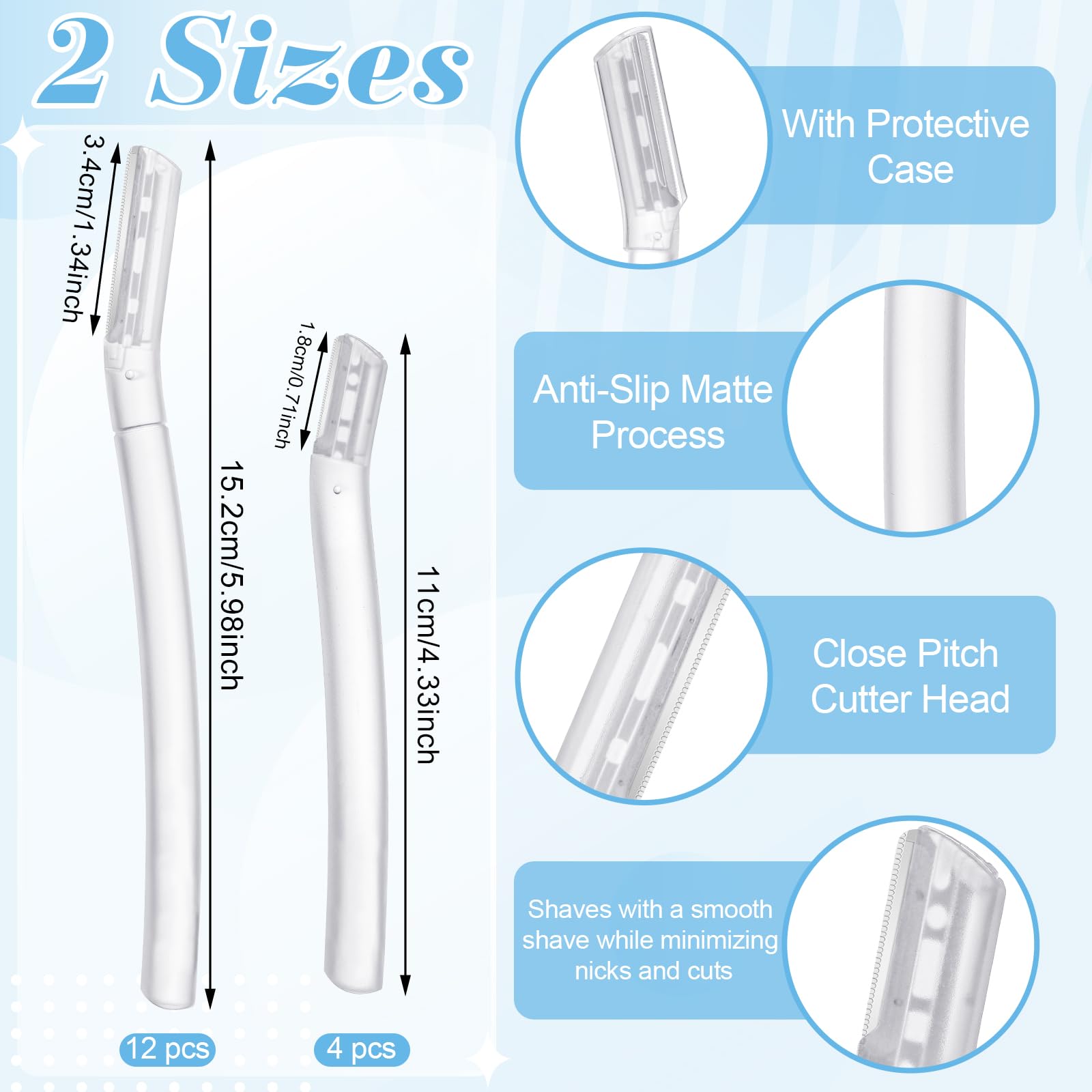 ProSuites 16 Count Dermaplane Razor for Women Face, Professional Facial & Eyebrow Hair Remover, Gentle Skin Exfoliation with Precision Blades，Transparent