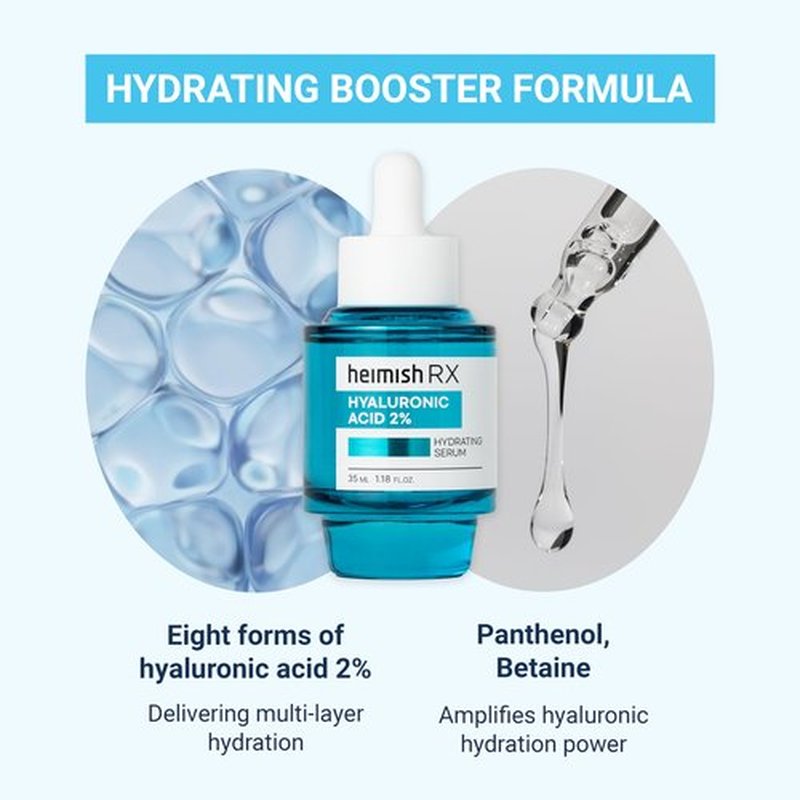 HEIMISH RX Hyaluronic Acid Hydrating Serum - Moisturizing Serum for face, Facial Serum for Sensitive skin, Non-greasy Formula with Hyaluronic Acid 2%, Panthenol, Korean Skincare, 35ml (1.18 fl. oz)