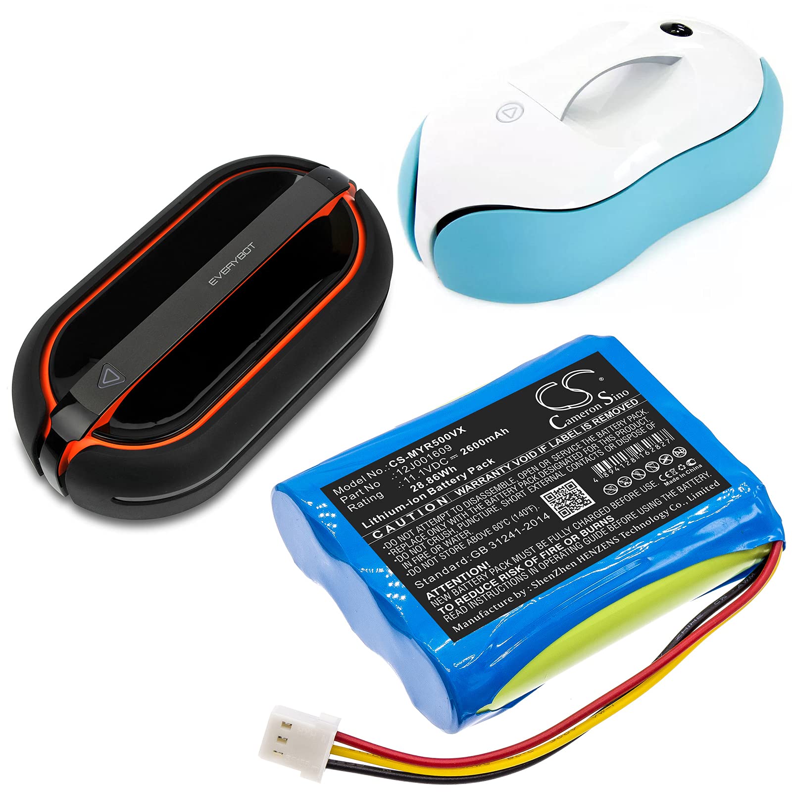Enyuly 11.1V 12J001609 Battery Replacement for Moneual Everybot RS500 Everybot RS700 2600mAh