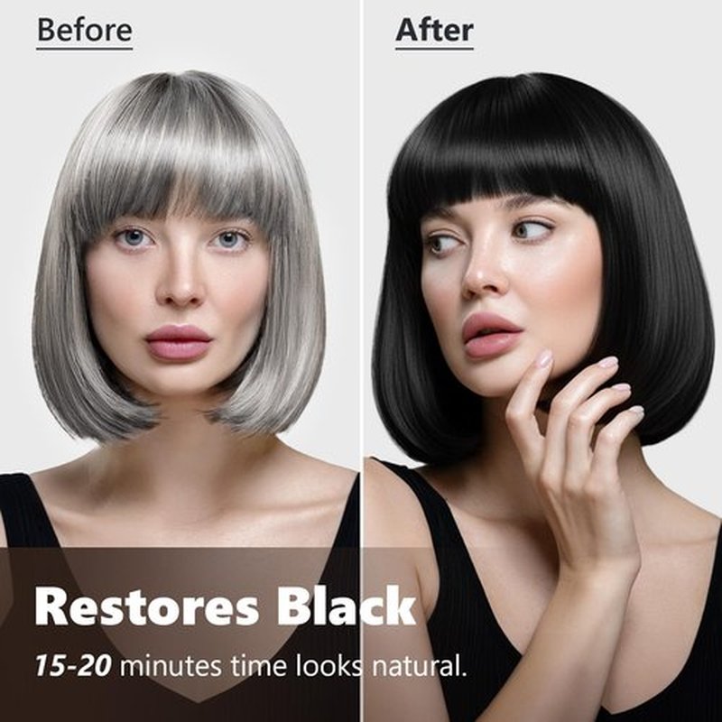 KAISASA Black Hair Dye Shampoo 3 in 1 for Gray Hair, Hair Color Shampoo for Women Men Grey Hair Coverage 500ml (Black)