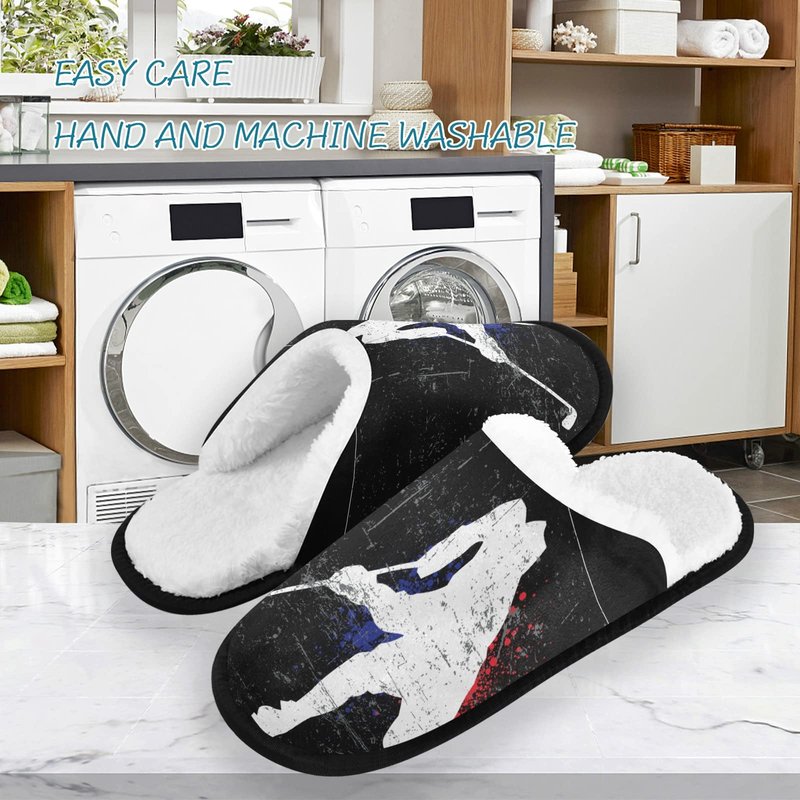 Umidedor Hockey Sport Slippers For Women Girls, Soft Memory Foam Non-Slip Indoor House Slippers Home Shoes for Bedroom Hotel Travel Spa