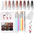 Karroy Patting Gel Nail Polish Set, 9 Colors Ombre Gel Polish Palette, 100pcs Sponges 6pcs Brushes 1 Grabber, Colors Blending Painting Nails Art, No Wipe, UV/LED Cured (Set 06)