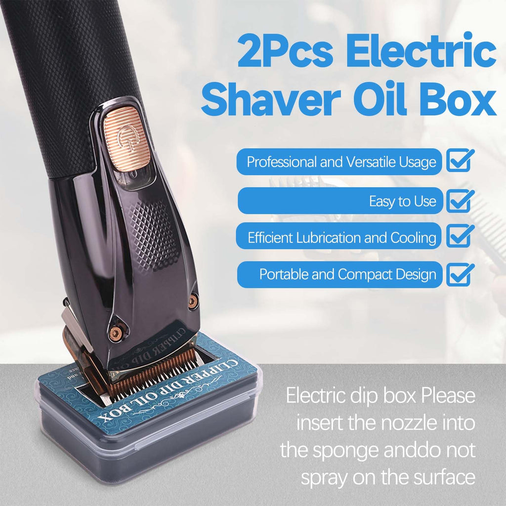 2Pcs Electric Shaver Oil Box – Professional Hair Trimmer Lubricant Sponge for Home, Salon & Barber Use – Portable Clipper Dip Oil Box for Hair Styling