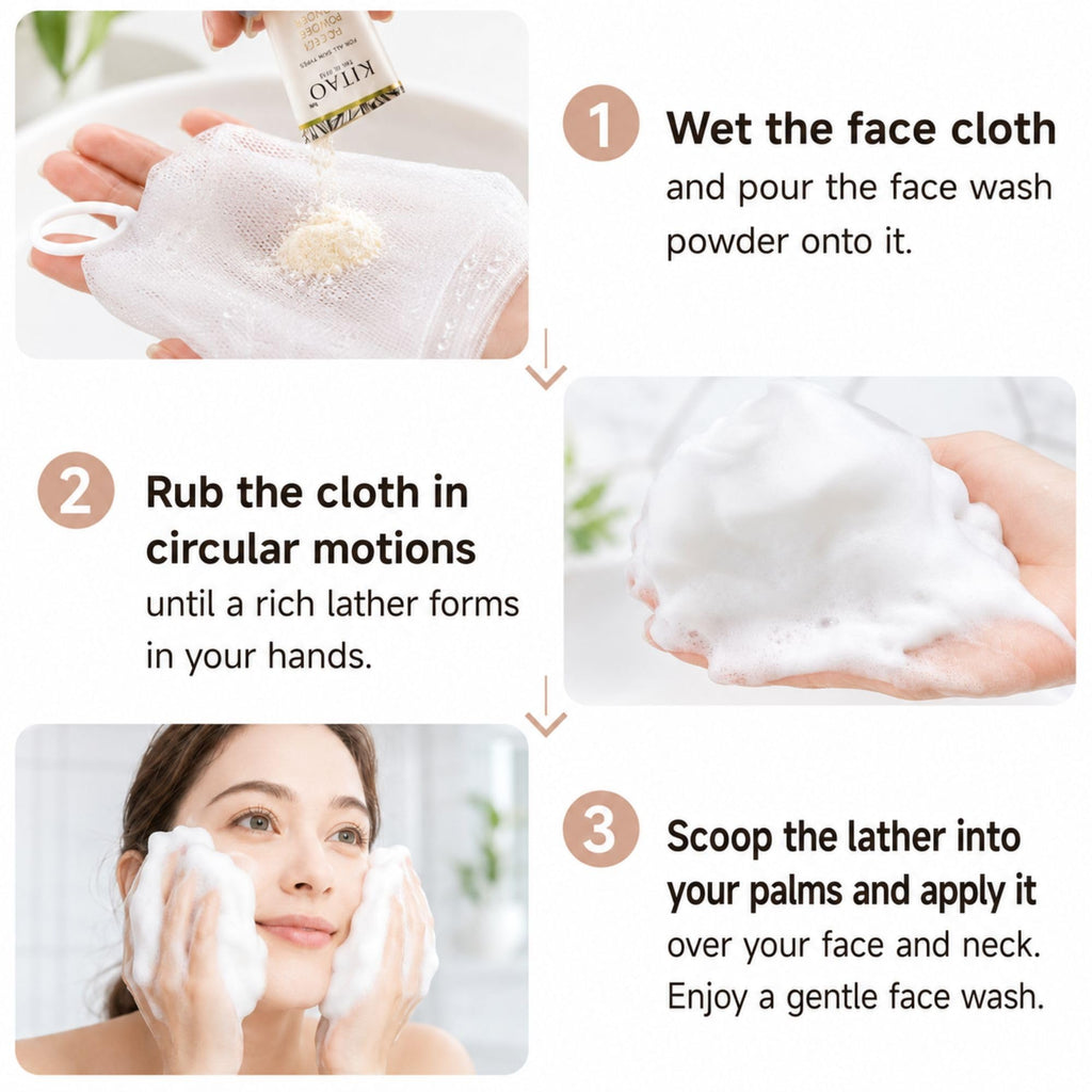 KITAO Exfoliating Enzyme Powder Face Wash for Women 30 Count, Foam Face Wash Powder Travel Size with ECOCERT Certified Matcha, Chia, Quinoa Seed& Ceramides, Foaming Facial Cleanser for Men from Japan