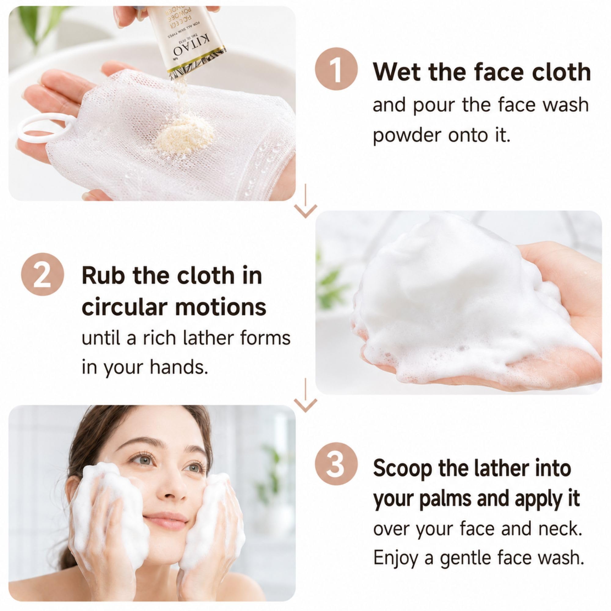 KITAO Exfoliating Enzyme Powder Face Wash for Women 30 Count, Foam Face Wash Powder Travel Size with ECOCERT Certified Matcha, Chia, Quinoa Seed& Ceramides, Foaming Facial Cleanser for Men from Japan