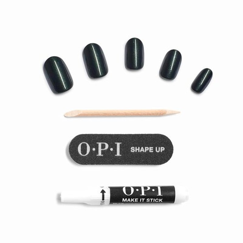 OPI On Point Press On Nails - Short Round Classic & Accent Nail Art | 24 Count With Glue | Long-Lasting & Reusable