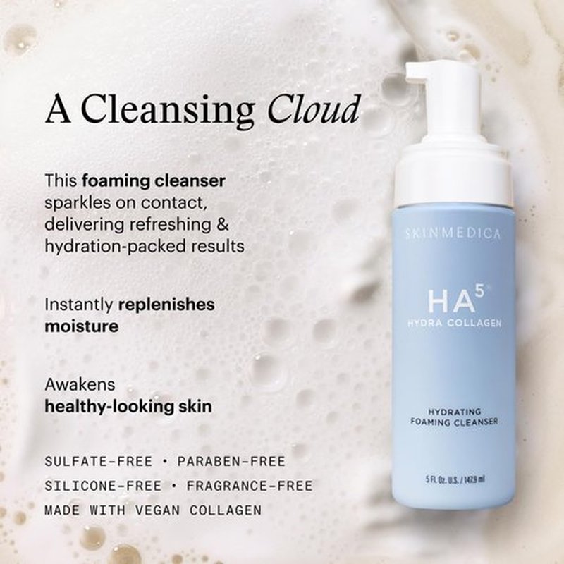 SkinMedica HA5 Hydra Collagen Foaming Cleanser - Hydrating Vegan Collagen Wash, 5 Fl Oz | Gentle Daily Cleanser