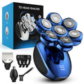 Feysfew Head Shaver for Bald Men, 7D Floating Electric Razor, Close Smooth Shave for Head, Flexible Heads, Replaceable Blade, IPX7 Waterproof Wet Dry Use, LED Display, USB Charging Blue