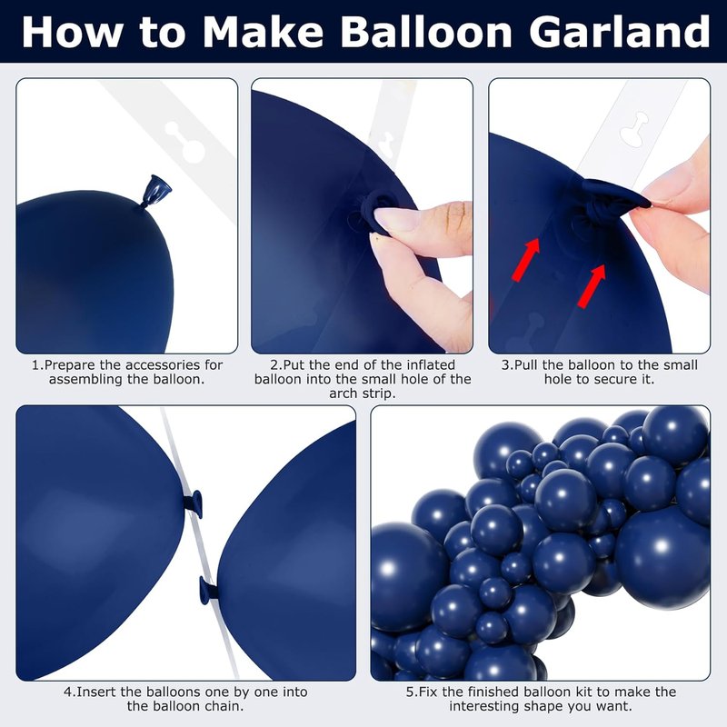 Amandir Navy Blue Balloon Arch Garland Kit - 153 Pcs in Various Sizes for Graduation, Weddings & Parties