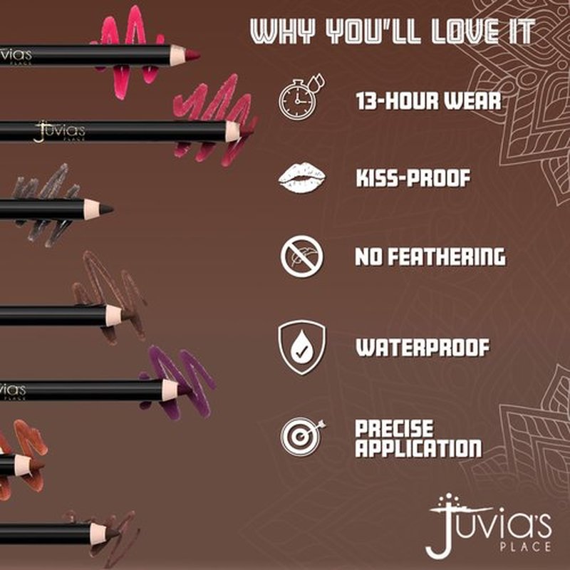 Juvia's Place Long Wear Lip Pencil – Cocoa Latte – Waterproof & Kiss-proof, Long Lasting Lip Liner, Smooth Makeup Application - Soft Matte Finish Base for Lipstick - 13 Hours of Wear for Everyday Use