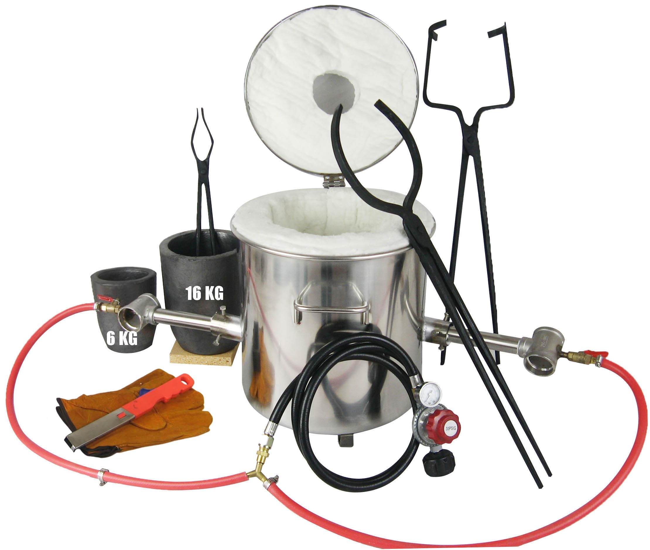 16KG(35LBs) Large Capacity Propane Furnace w/Tongs & Crucible for Gold Silver Jewelry Making Foundry Furnace Kiln Metal Smelter Scrap Metal Recycle