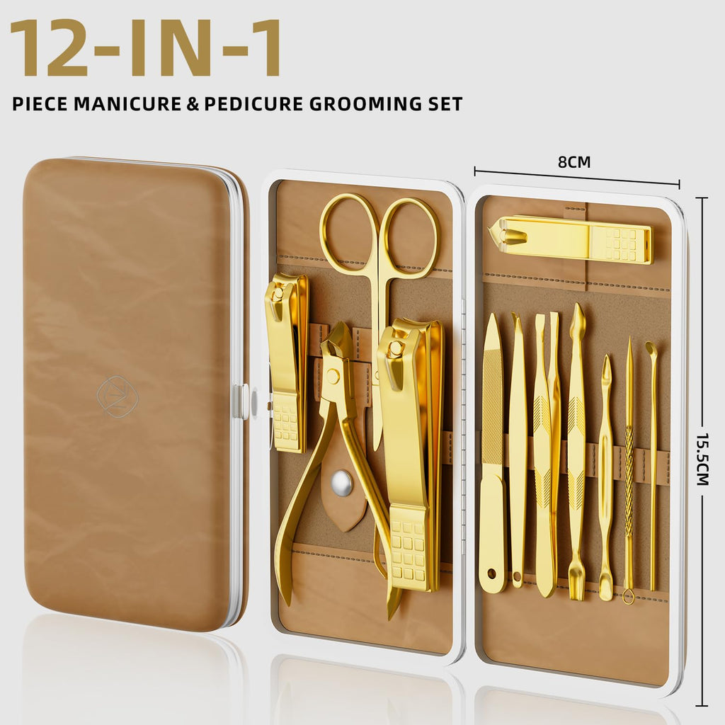 Manicure Set, Stainless Steel Nail Clipper Set with Travel Case