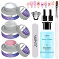 AIJIMEI Hard Gel Builder Nail Gel 3OZ for Flase Nails Extension Kit with Nail Brush Cleaner Base Coat Top Coat