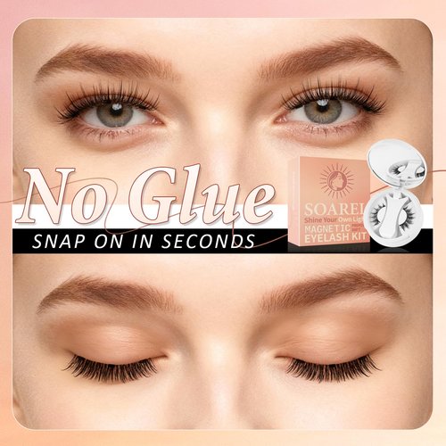 Magnetic Eyelashes with Applicator, No Eyeliner Needed, No Glue Reusable Magnetic Lashes, Natural Lightweight False Eyelashes, Easy Apply for Beginners