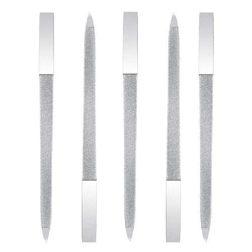 5 PCS Diamond Nail File Double Sided Metal Fingernail Manicure Files for Polish Nail, Removes Nail Ridges 7 Inches
