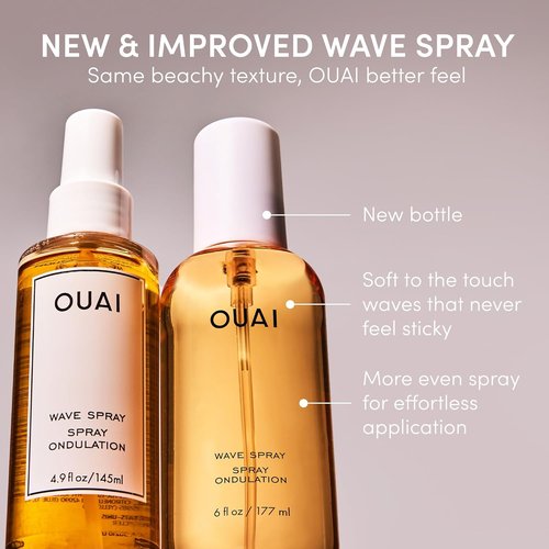 OUAI Wave Spray - Travel Size Texture Spray with Coconut Oil & Rice Protein | Adds Volume & Shine (3 fl oz)