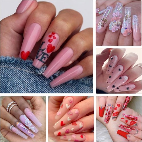 LoveOurHome 300pc Matte Coffin Press on Nails Long Fake Nail Kit, Coffin Nails Press ons Nail Medium Ballerina Acrylic Glue Nails Tips Full Cover Artificial Nails False Fingernail for Women Girls