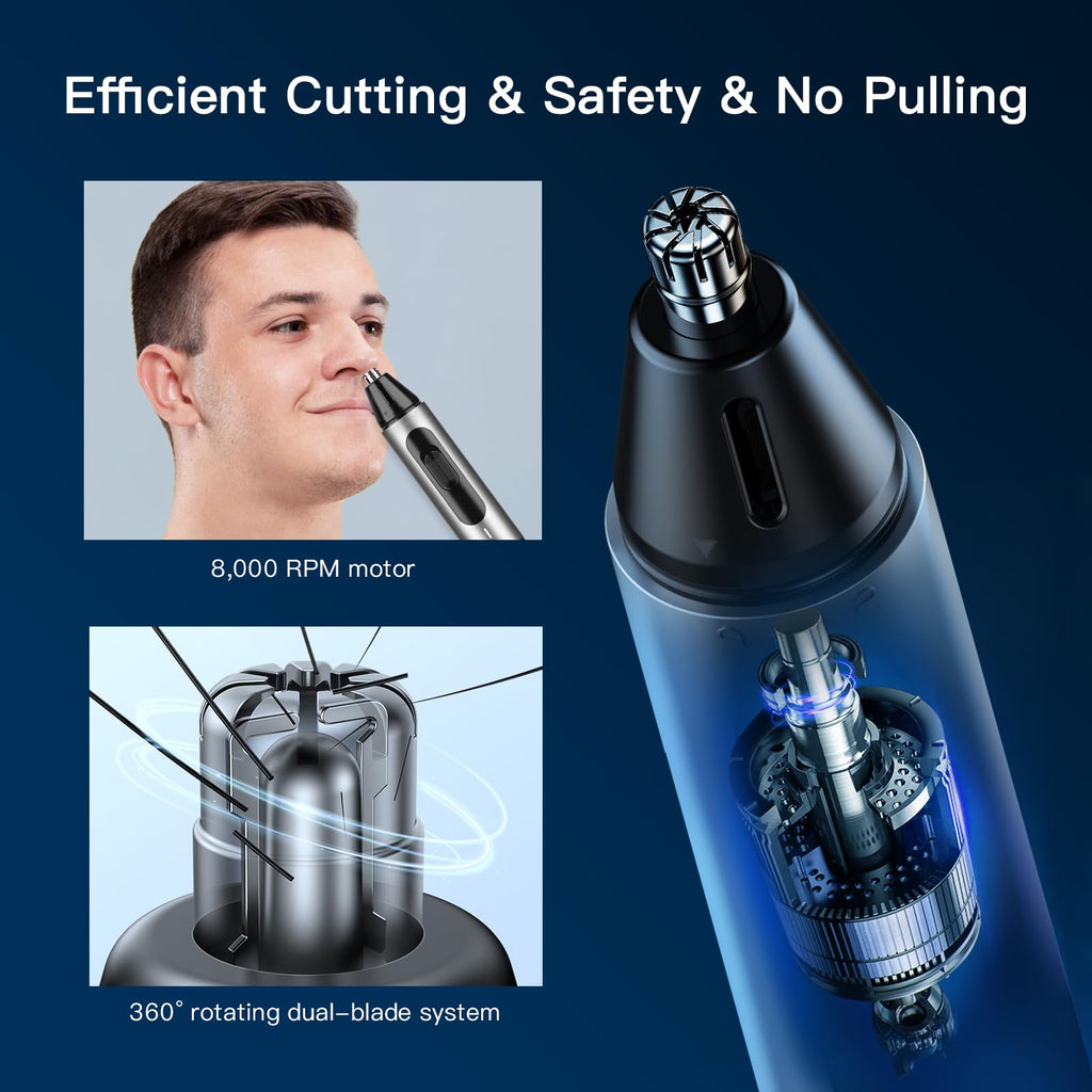 Dapsang Nose Hair Trimmer for Men Rechargeable USB Ear Nose Eyebrow Razor 3 in 1 Electric Facial Hair Trimmer Kit Waterproof Nasal Trimmer Painless Hair Clippers Shaver for Easy Cleansing