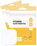 DERMAL Vitamin Toner Pad - Korean Toner Pad for Skin Glow & Vitality Improvement with Vitamin C - Vegan Pure Cotton Square Pads - Travel Kit 12 ea, 3 Pack (Total 36 ea)