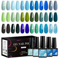 MTSSII 18 PCS Gel Nail Polish Set, Green Blue Gel Nail Polish Soak Off UV Polish For All Season Nail Art Salon Or Home Gift For Women