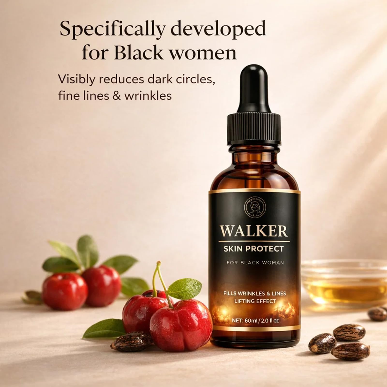Walker Skin Protect Serum, 60ml Walker Skin Protector for Black Women, For Wrinkles and Fine Lines, Anti-Aging Face Serum, Lifting Effect, Fills Wrinkles & Lines (2pcs)