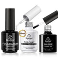 Beetles 5 in 1 Nail Glue Gel for Nail Tips with 2 Pcs 15ml Upgrade Super Shiny Gel Top Coat and Base Coat Set
