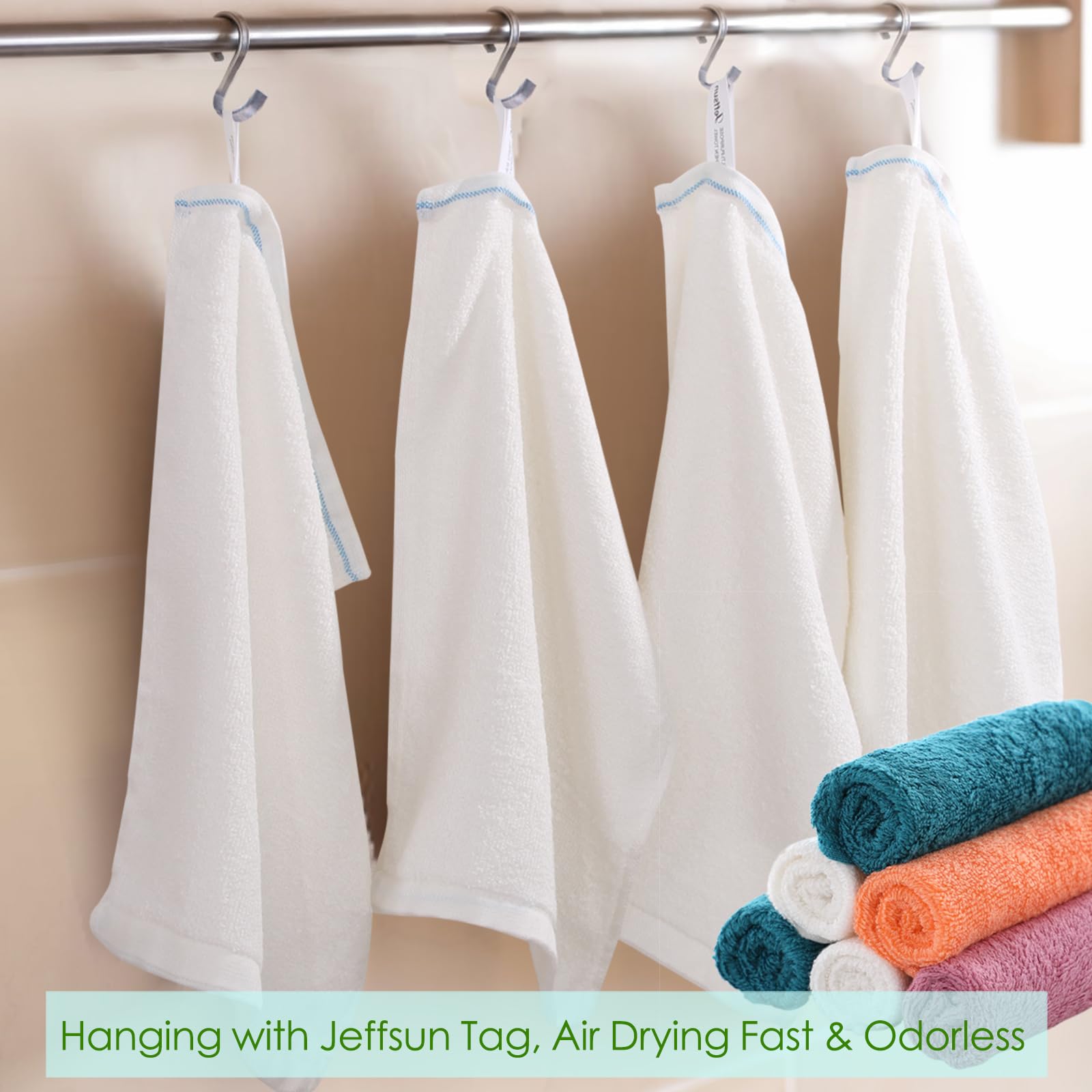 JEFFSUN Dish Cloths 12 Pack, 10x14 inch Small Kitchen Washcloths, Lint Free Fast Dry Reusable Cleaning Cloth, Ultra Soft & Scratch Free Terry Dish Rag, Easy to Rinse Multicolor Dishcloths