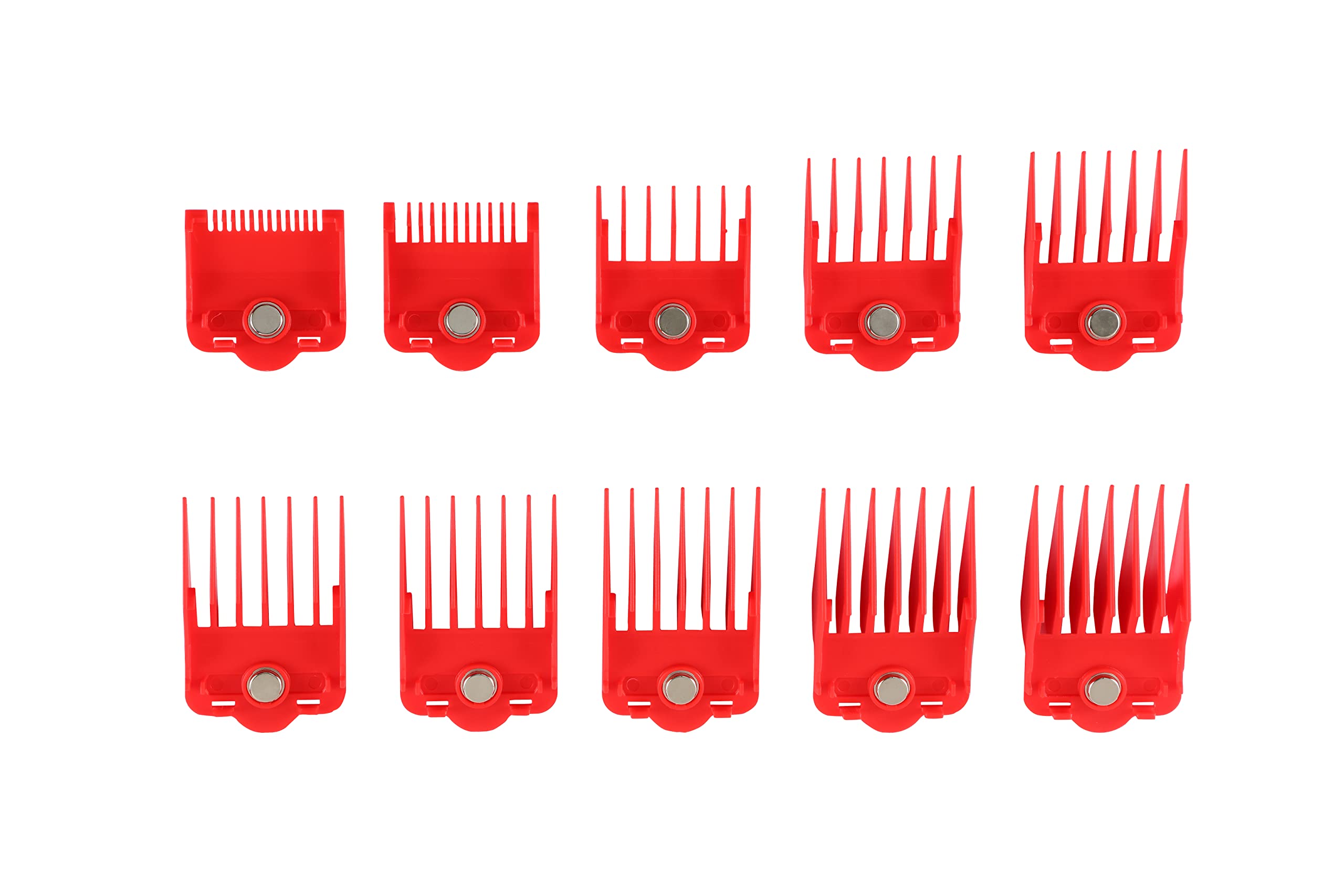 Supreme Trimmer Magnetic Guide Combs for Clippers | CMG100 Hair Clipper Guards, 10 Cutting Lengths | Red