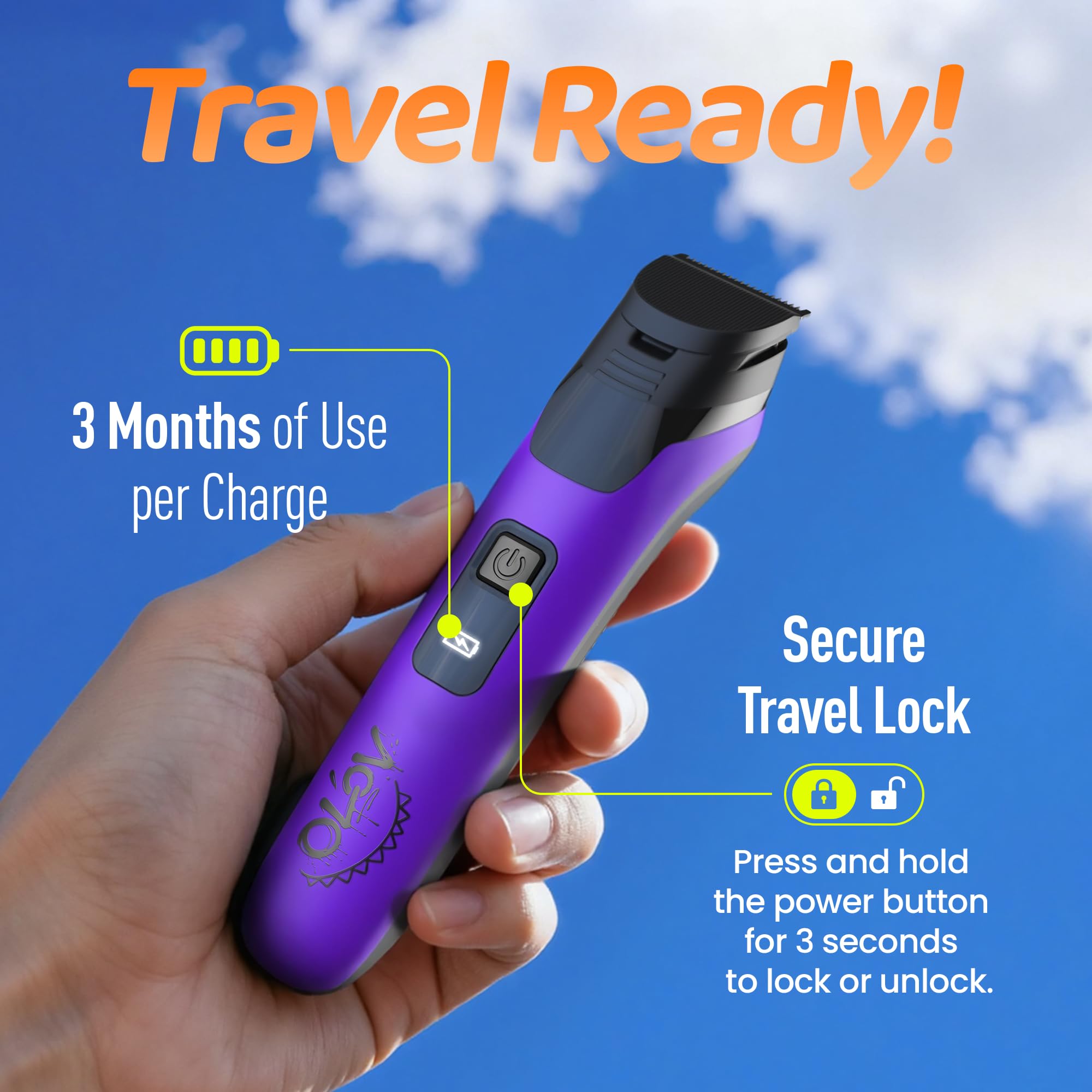 OLOV LITE Electric Beard Trimmer for Men,Nose Hair Trimmer &Men‘s Electric Razor 10-in-1 Grooming Kit Cordless Shaver Gift-Ready for Men(Purple)