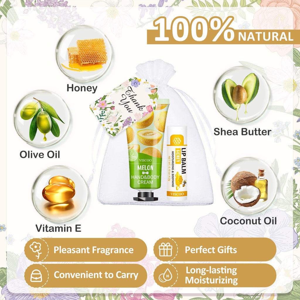 VISCOO 80 Pack Bulk Lip Balm and Hand Cream Set, Teacher Appreciation Gifts/Graduation Gifts, Nurses Week Gift, Thank You Bridal Wedding Favors for Guests, Small Gift for Women Birthday
