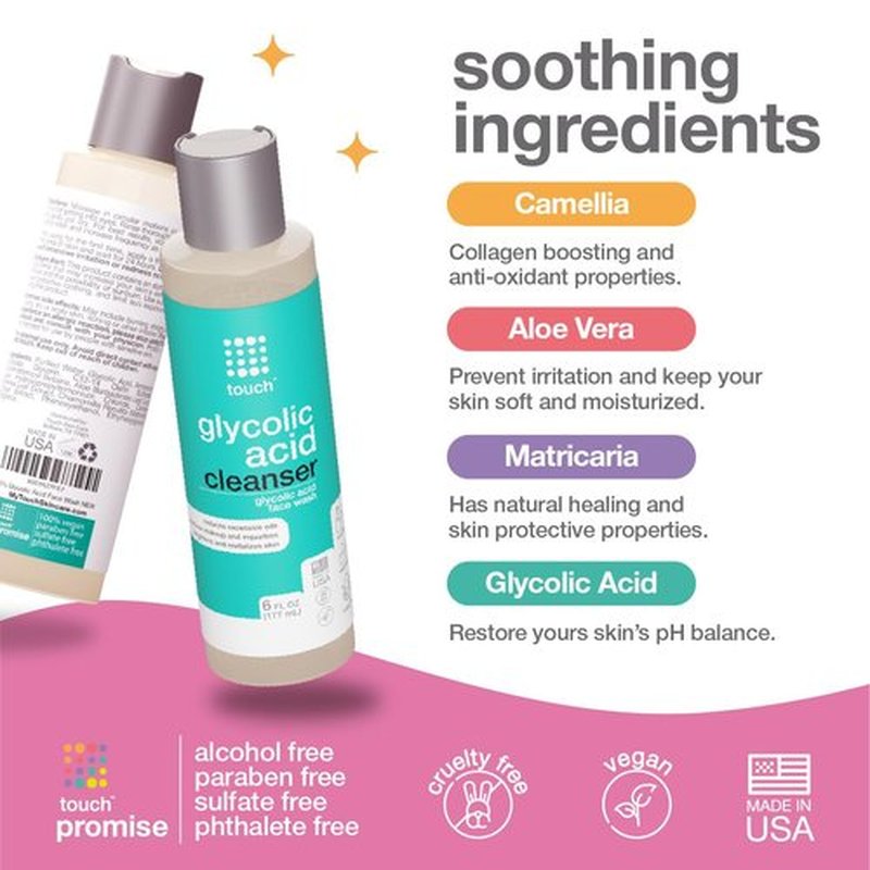 Skiennix 10% Glycolic Acid Face Wash - Exfoliating Foaming AHA Cleanser for Anti-Aging & Pore Minimizing - 6 oz.