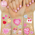 xo, Fetti Valentine's Day Temporary Tattoos - 54 Hot Pink Foil Styles | V-Day Party Decoration, Galentines, Party Favor, Be Mine, Candy Heart, Vday Supplies, XOXOs