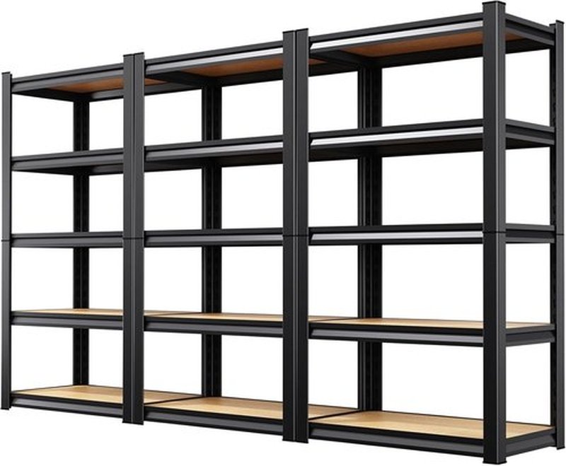 Heavy Duty Garage Shelving Units by [Brand Name] - 5-Tier Adjustable Steel Storage Rack Set | 71" H x 28" W x 12" D - Ideal for Warehouse, Pantry & Basement
