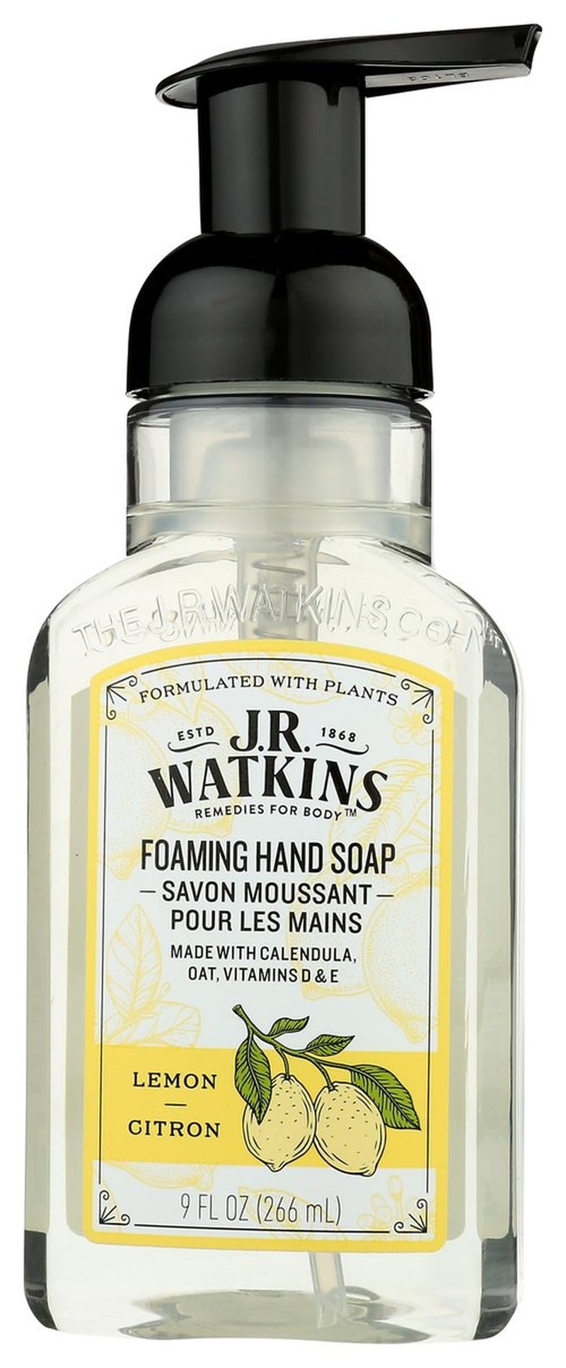 JR Watkins Foaming Hand Soap, Lemon, Paraben Free, Cruelty Free, 9 Fluid Ounce (Pack of 3)