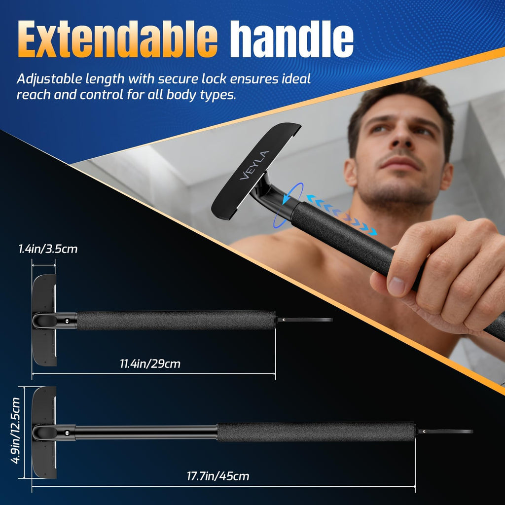 VEYLA Nick-Free Back Shaver for Men,Safe for Sensitive Skin, Black, 1 Pack