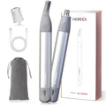 HEBECA Nose Hair Trimmer for Men & Women - 2in1 Rechargeable Ear and Nasal Hair Trimmer, Waterproof Nose Clipper, Electric Eyebrow Trimmer & Facial Hair Remover Grooming Set (Silver Grey)