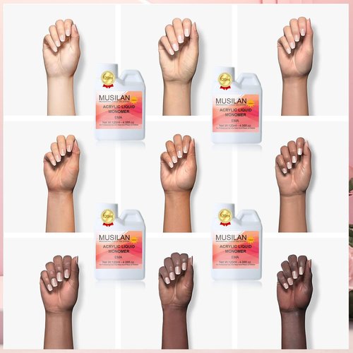 Monomer Acrylic Nail Liquid 4oz for Acrylic Powder - Professional Acrylic Liquid Monomer for Acrylic Nails Extension with 5pcs Acrylic Nail Brush Dappen Dish for Beginners DIY at home Non-Yellowing