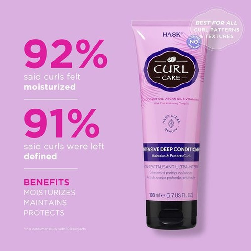 HASK Curl Care Intensive Deep Conditioner - Vegan, Cruelty-Free, Color Safe Formula for Curly Hair