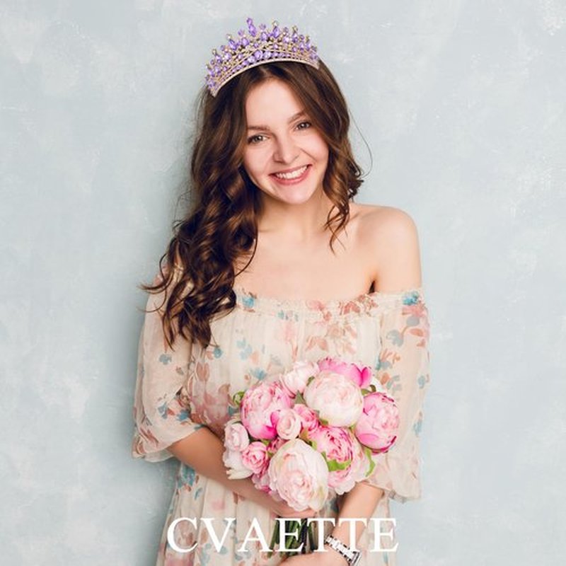 CAVETEE Birthday Crowns for Girls, Purple Tiaras and Crowns for Women and Girls Princess Crown and Tiara for Birthday Queen Parties Pageant Prom